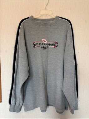 Chase Authentica Dale Earnhardt Grey Crewneck Sweatshirt with Black Stripe